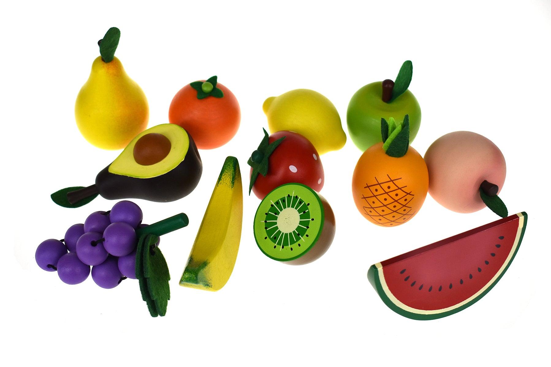 WOODEN FRUITS 12PCS SET WITH WOODEN CRATE - John Cootes