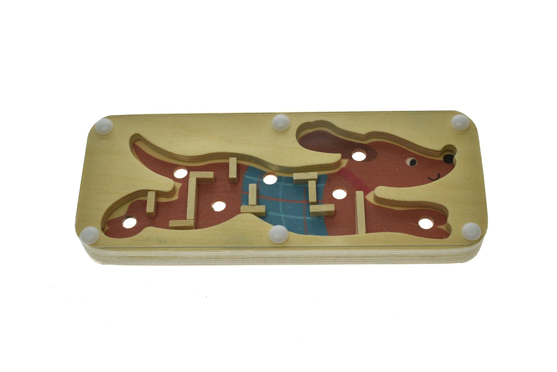 WOODEN JUNGLE ANIMAL LABYRINTH CAT & DOG - John Cootes