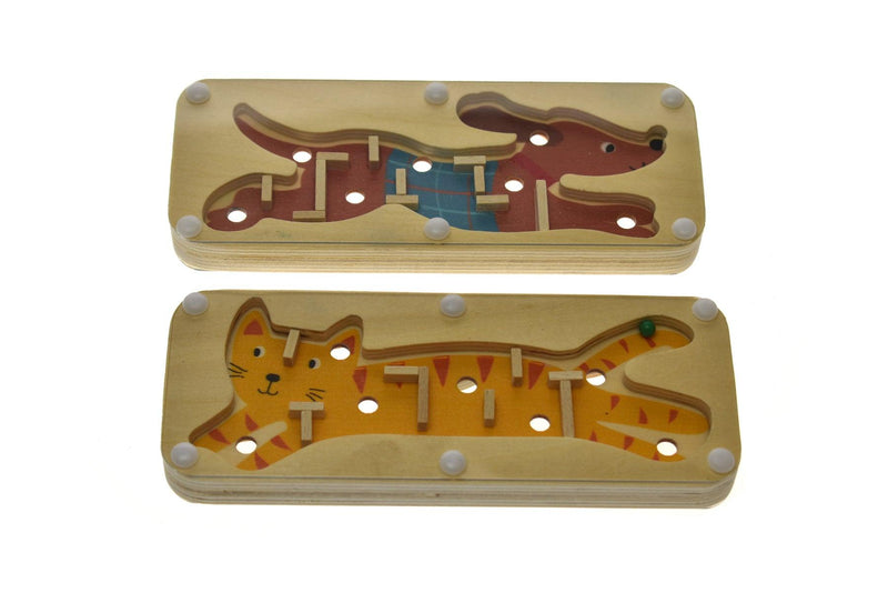 WOODEN JUNGLE ANIMAL LABYRINTH CAT & DOG - John Cootes