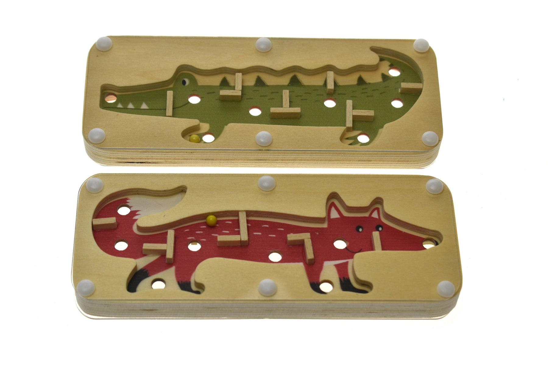 WOODEN JUNGLE ANIMAL LABYRINTH CROCODILE & FOX - John Cootes