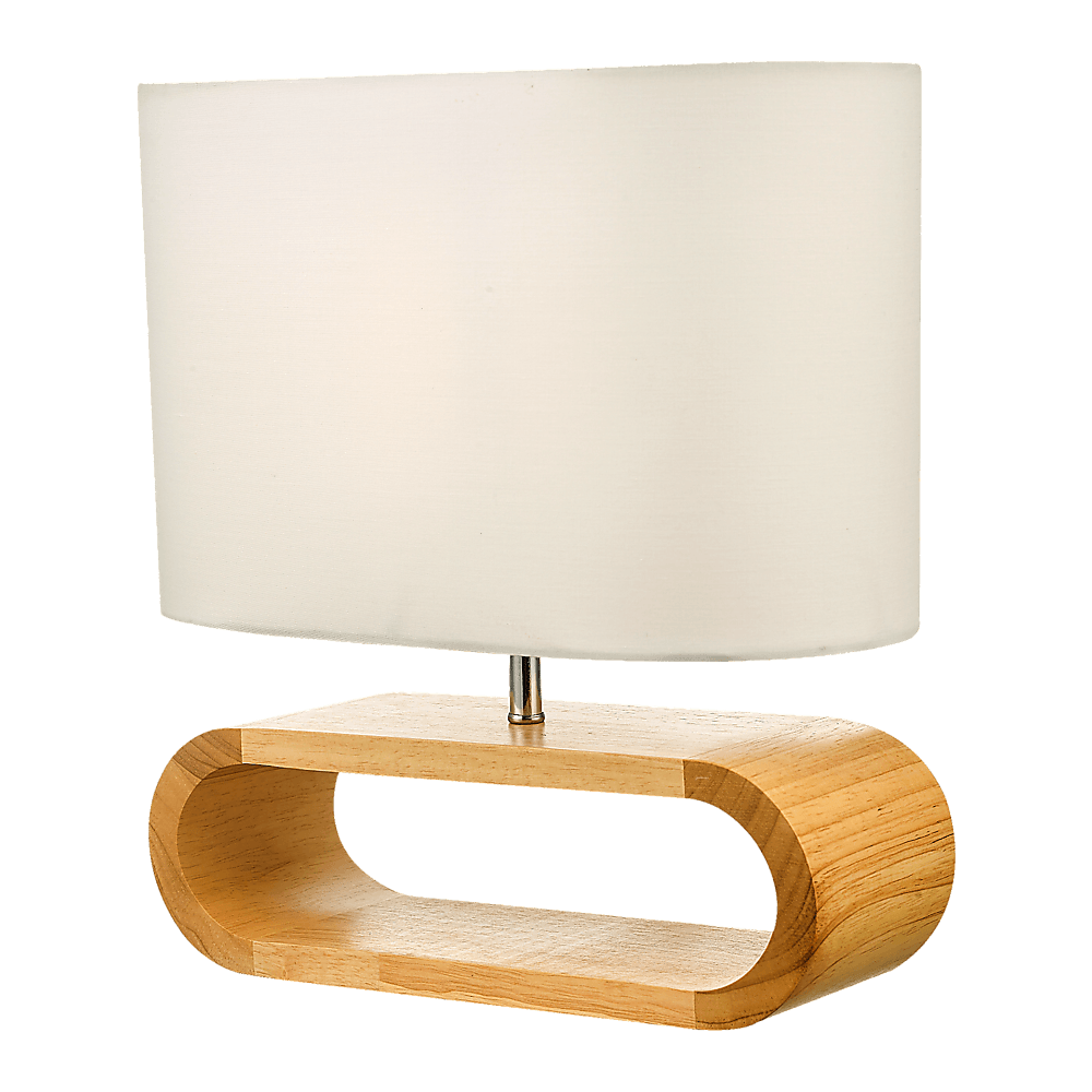 Wooden Modern Table Lamp Timber Bedside Lighting Desk Reading Light Brown White - John Cootes