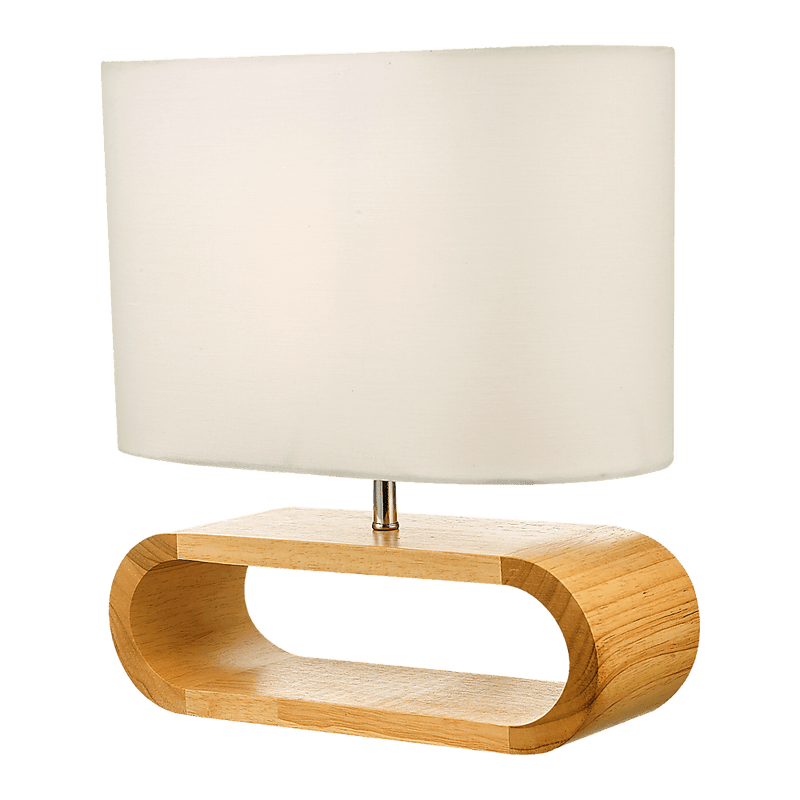 Wooden Modern Table Lamp Timber Bedside Lighting Desk Reading Light Brown White - John Cootes