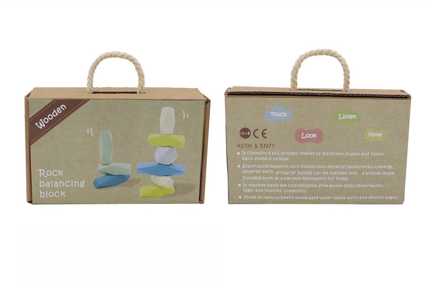 WOODEN STACKING ROCK VINTAGE BLUE - John Cootes