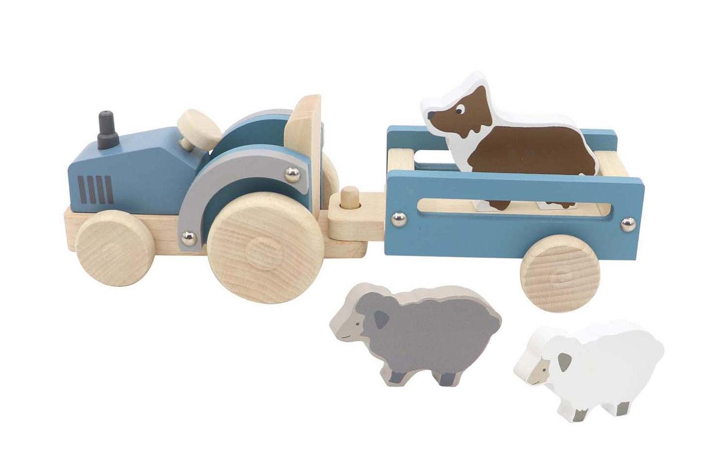 WOODEN TRACTOR WITH SHEEP DOG - John Cootes