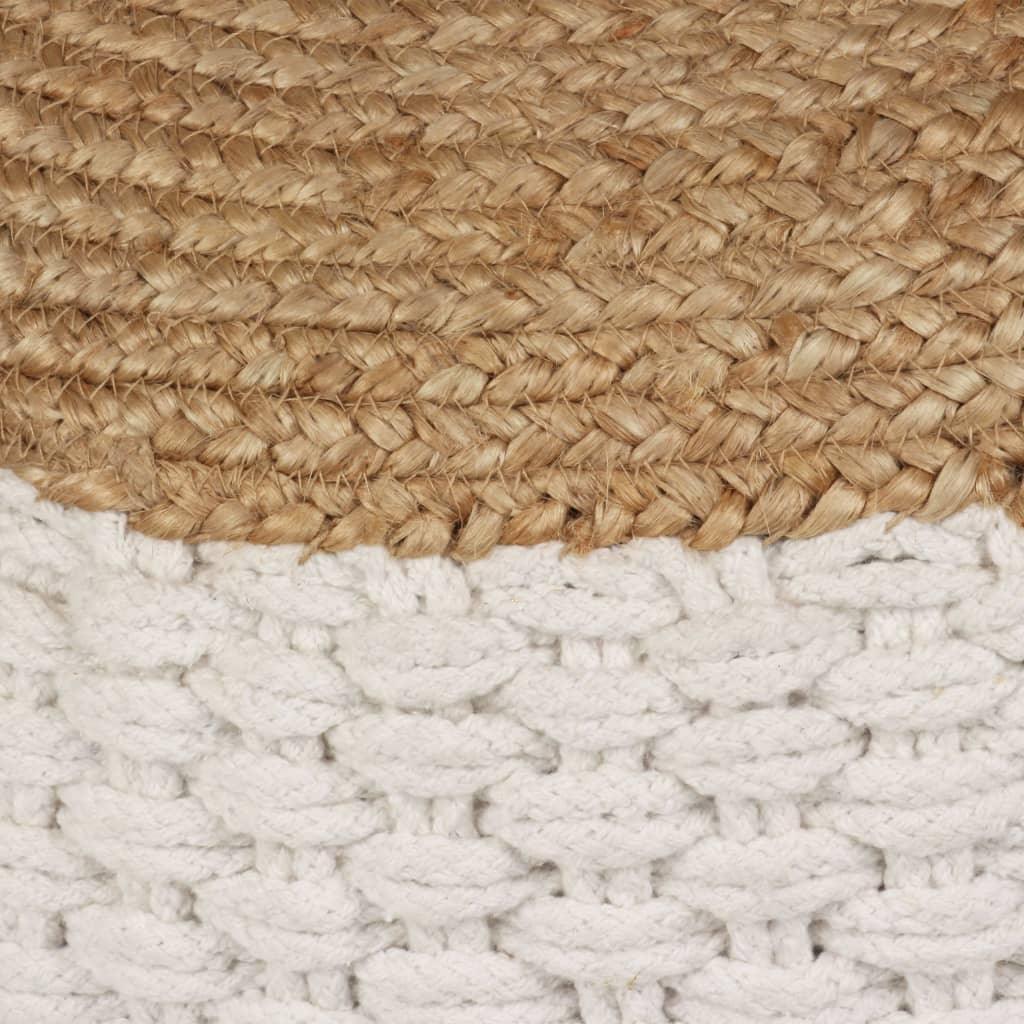 Woven/knitted Pouffe Jute Cotton 50x35 Cm White - John Cootes