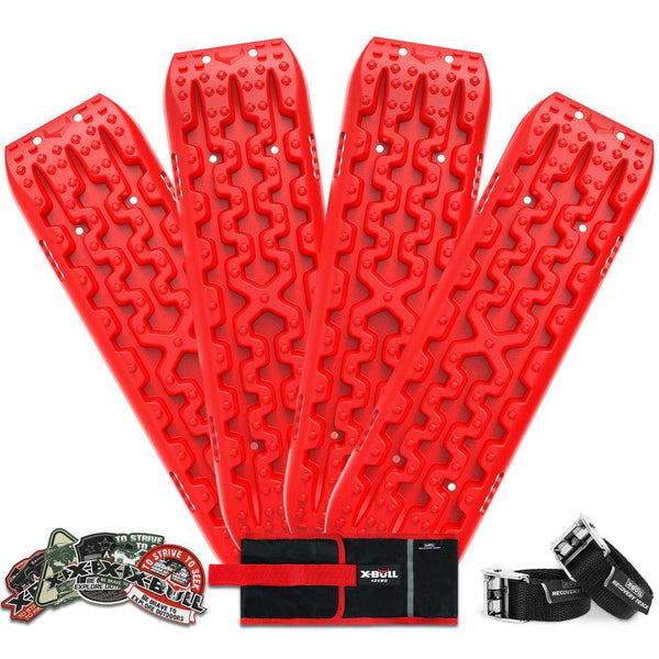 X-BULL 2 Pairs Recovery tracks Sand Mud Snow 4WD / 4x4 ATV Offroad Stronger Gen 3.0 - Red - John Cootes