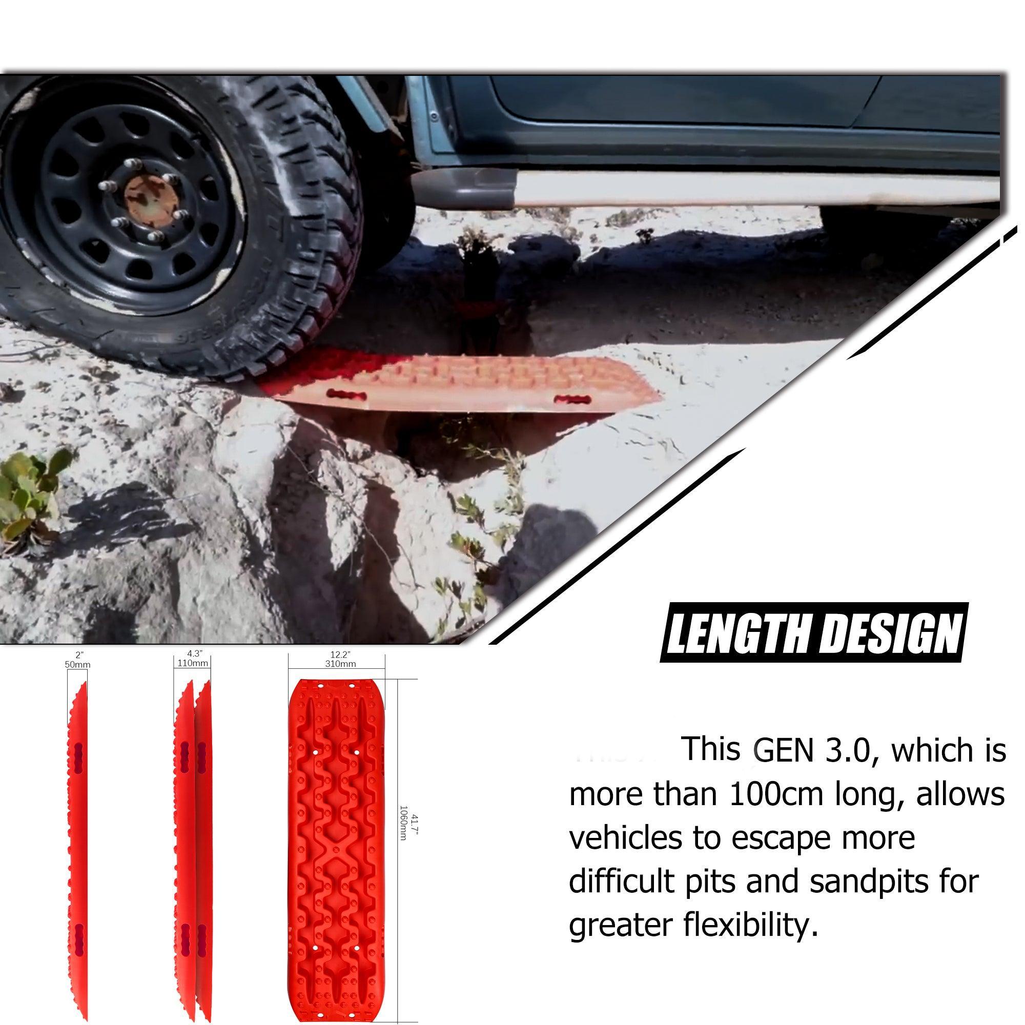 X-BULL 2 Pairs Recovery tracks Sand Mud Snow 4WD / 4x4 ATV Offroad Stronger Gen 3.0 - Red - John Cootes