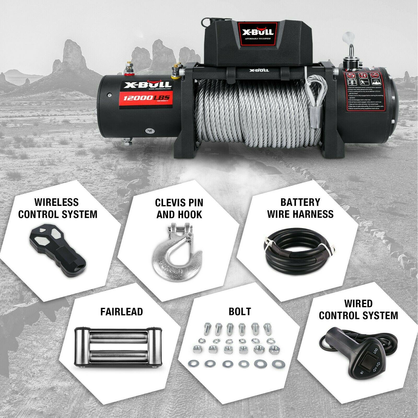 X-BULL Electric Winch 12000LBS/5454KGS Steel Cable 12V Wireless Remote Offroad - John Cootes