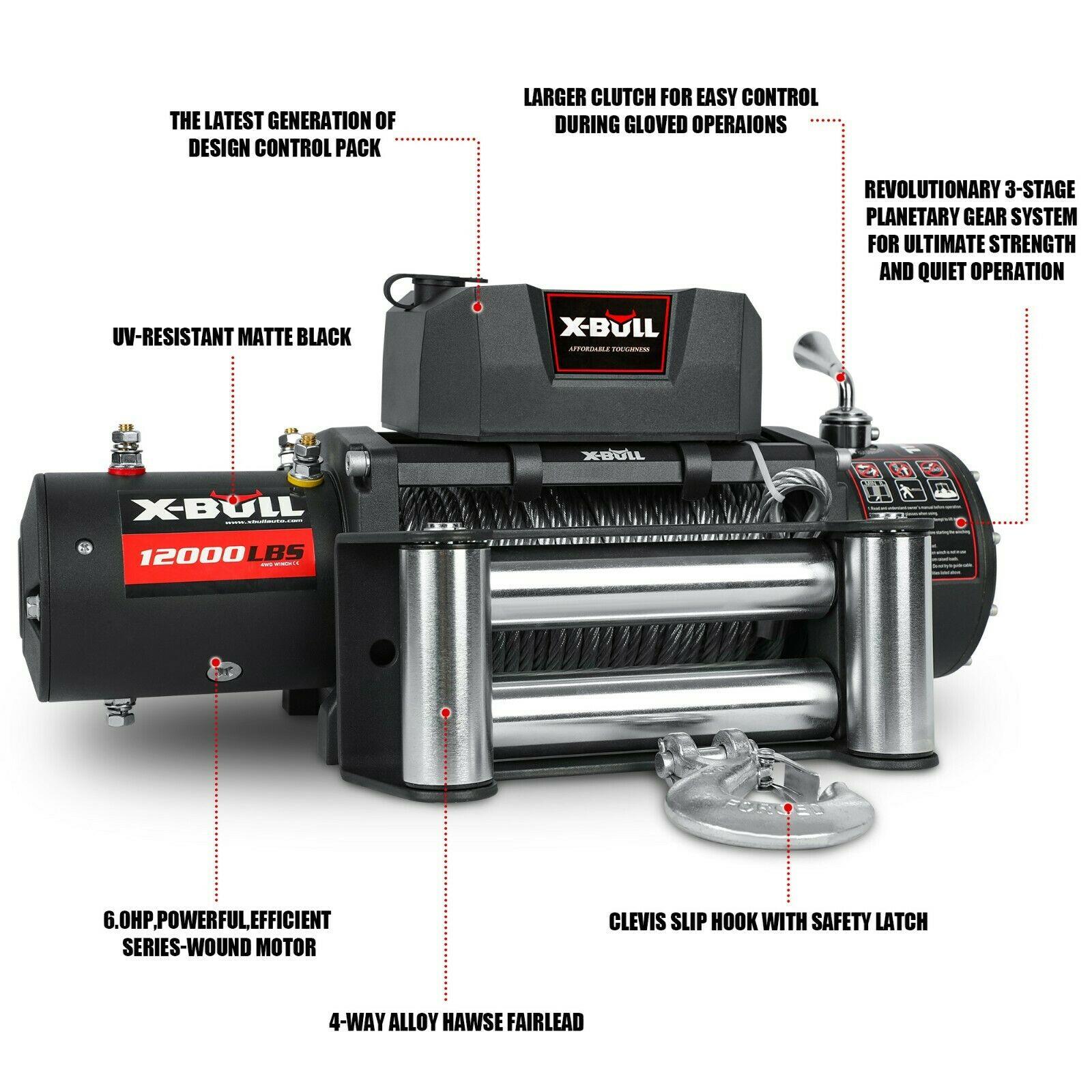 X-BULL Electric Winch 12000LBS/5454KGS Steel Cable 12V Wireless Remote Offroad - John Cootes