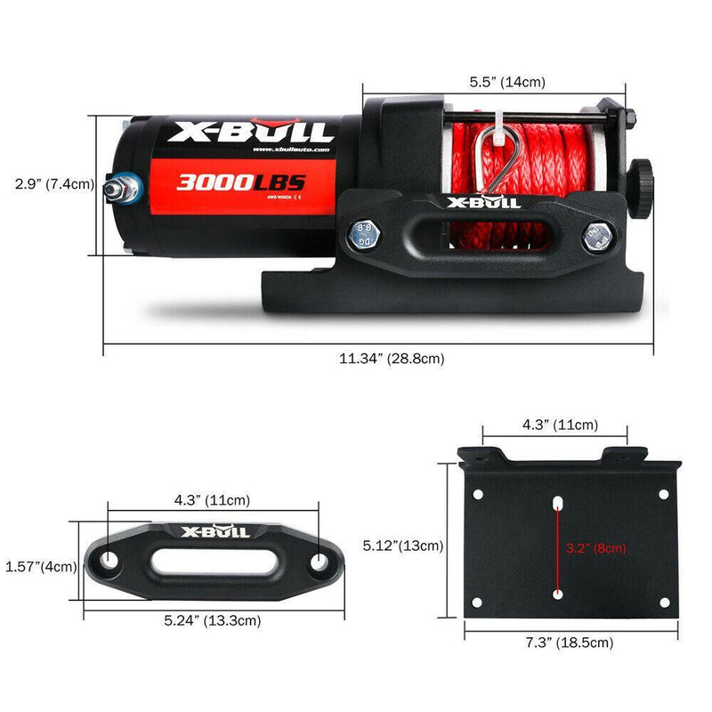 X-BULL Electric Winch 12V Wireless 3000lbs/1360kg Synthetic Rope BOAT ATV 4WD - John Cootes