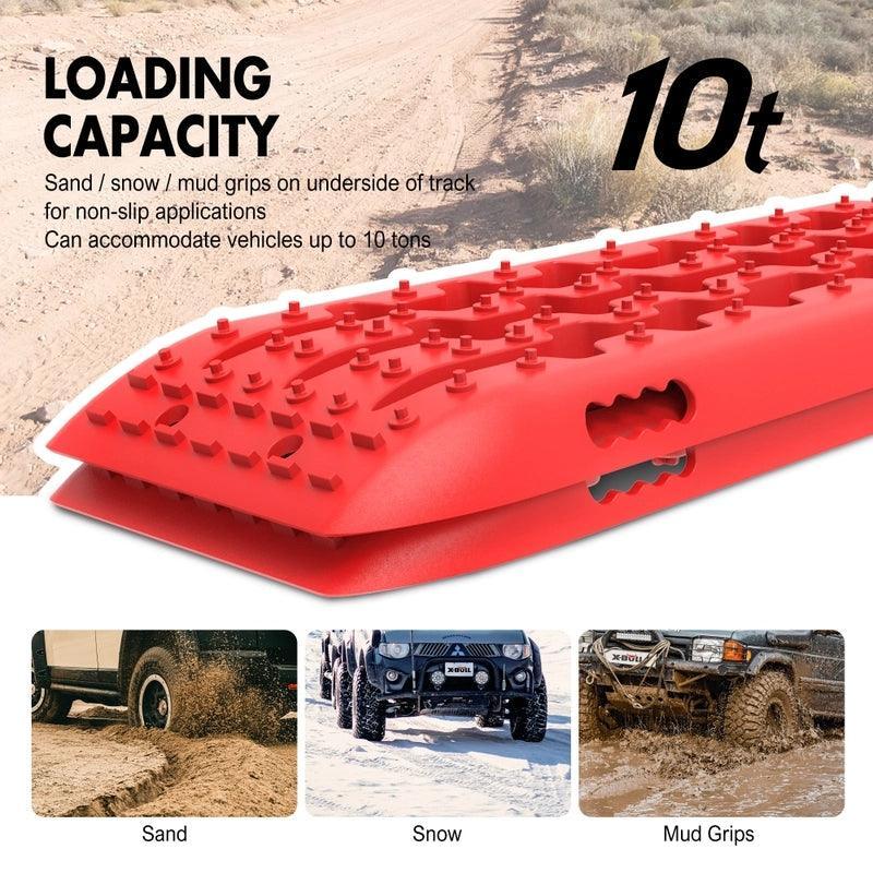 X-BULL Recovery tracks Sand Trucks Offroad With 4PCS Mounting Pins 4WD Gen 2.0- red - John Cootes