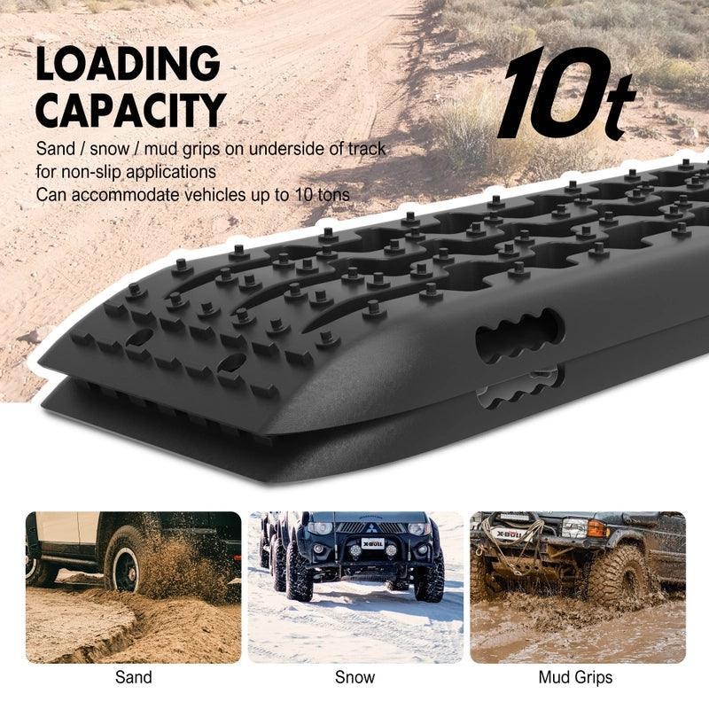 X-BULL Recovery tracks Sand Trucks Offroad With 4PCS Mounting Pins 4WDGen 2.0 - Black - John Cootes