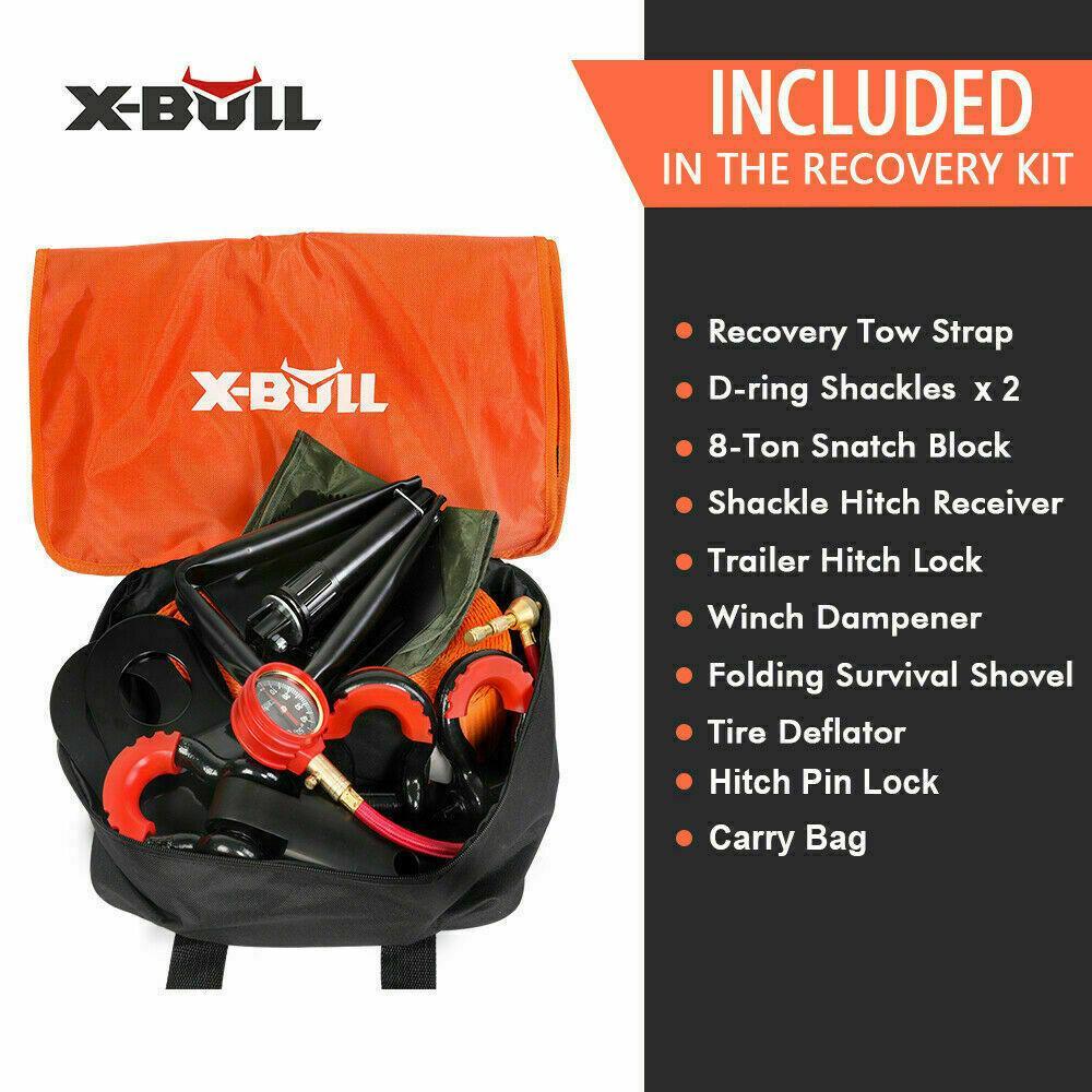 X-BULL Winch Recovery Kit 11PCS 4WD 4x4 Pack Off Road Snatch Strap Essential - John Cootes