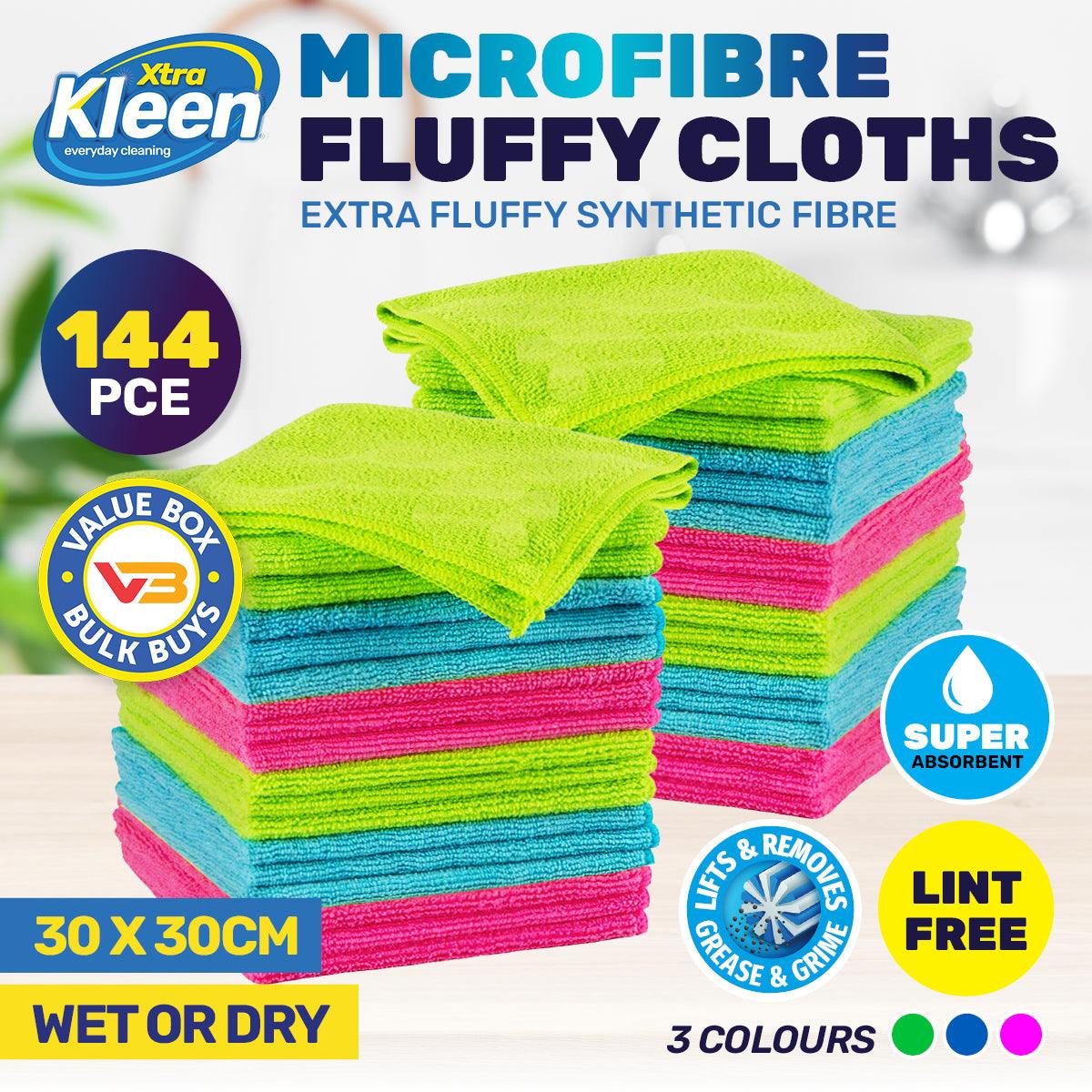 Xtra Kleen 144PCE Microfibre Fluffy Cloth Lint Free Super Absorbent 30 x 30cm - John Cootes