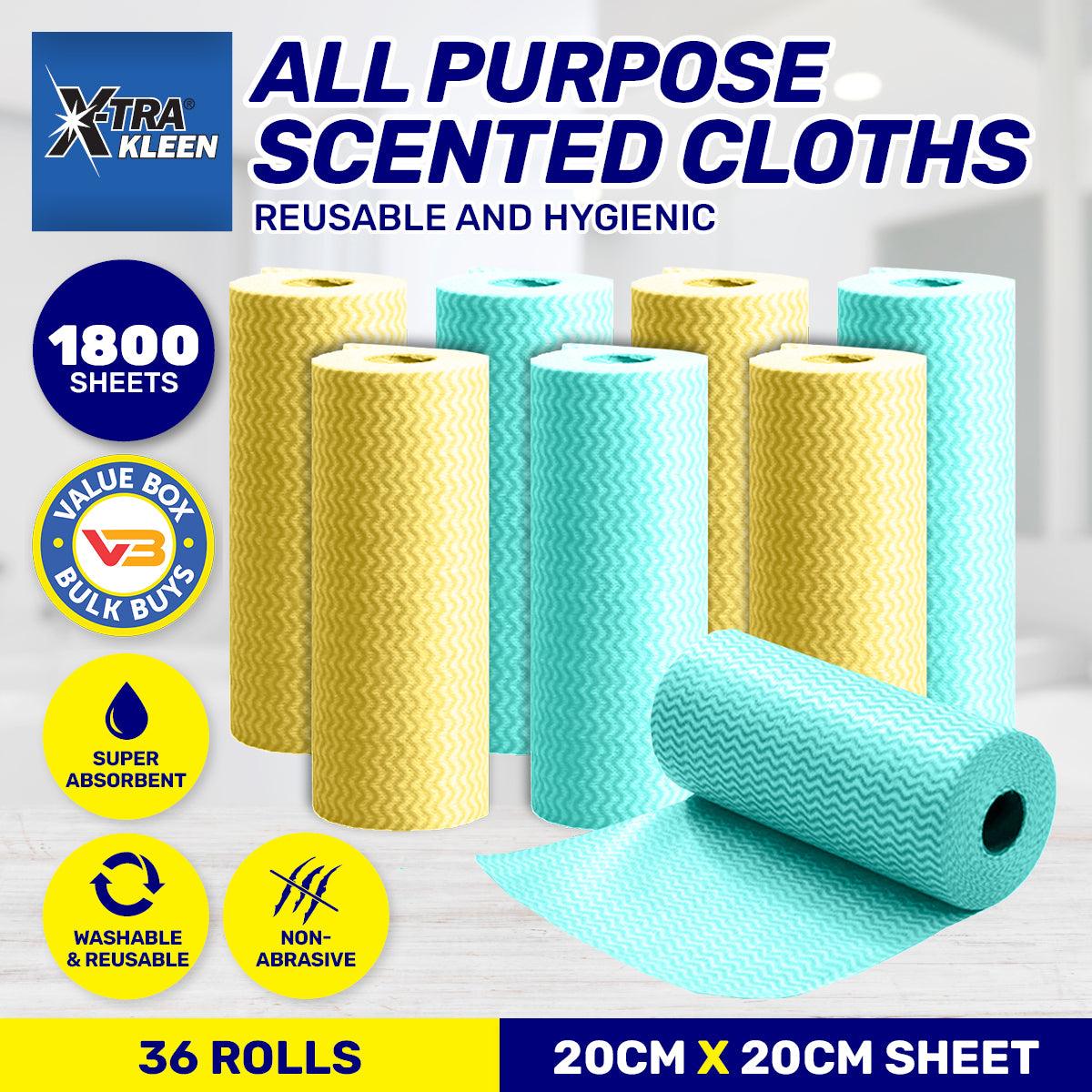 Xtra Kleen 1800PCE Scented All Purpose Washcloth Rolls Non Abrasive 20 x 20cm - John Cootes