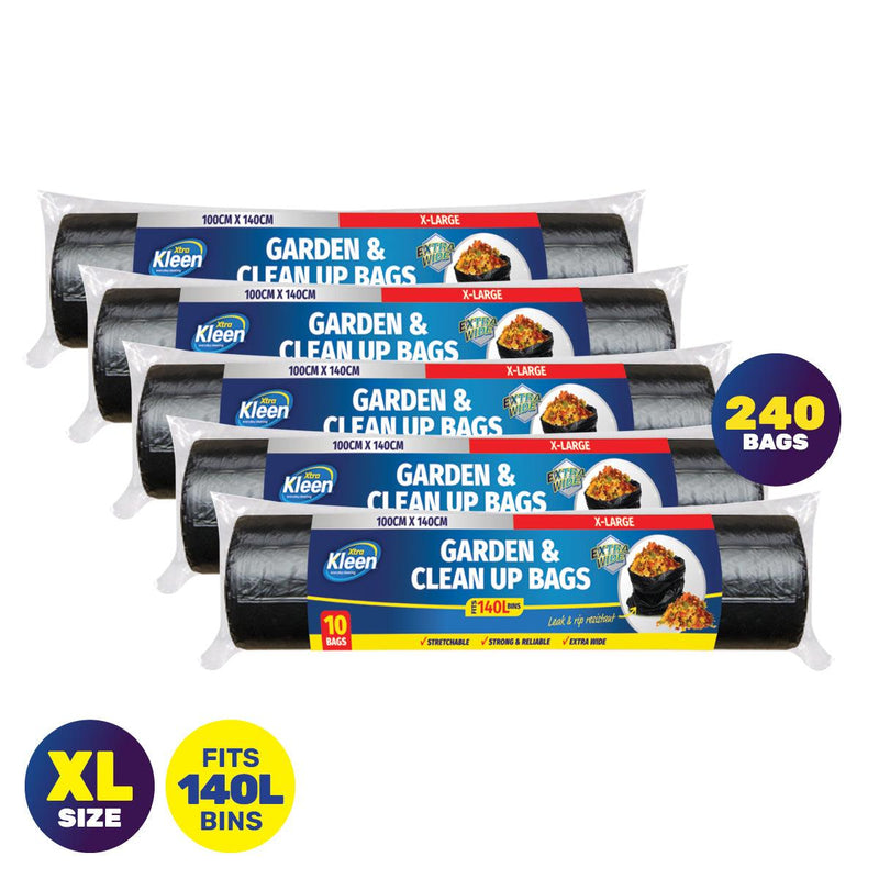 Xtra Kleen 240PCE 140L Garbage Bin Liners XL Tear & Leak Proof 100 x 140cm - John Cootes