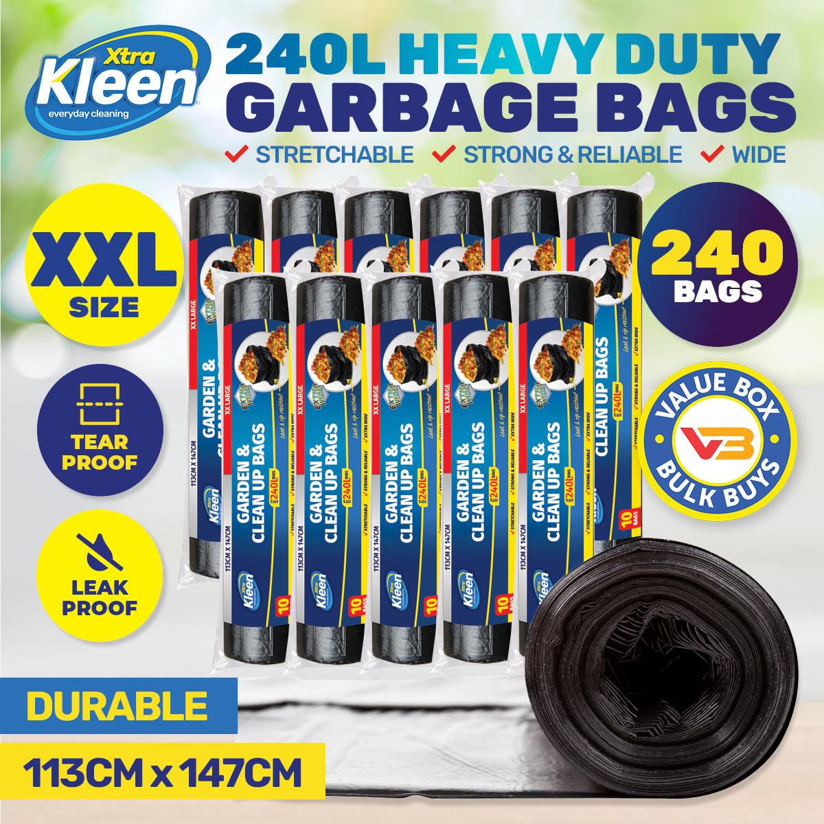 Xtra Kleen 240PCE 240L Garbage Bin Liners XXL Tear & Leak Proof 113 x 147cm - John Cootes