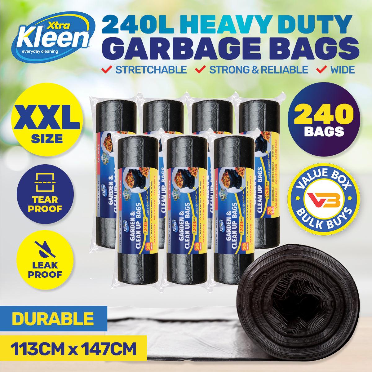 Xtra Kleen 240PCE 240L Garbage Bin Liners XXL Tear & Leak Proof 113 x 147cm - John Cootes