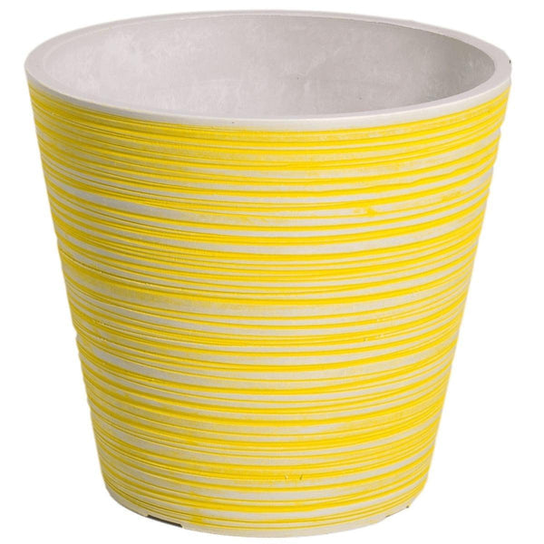Yellow and White Engraved Pot 14cm - John Cootes