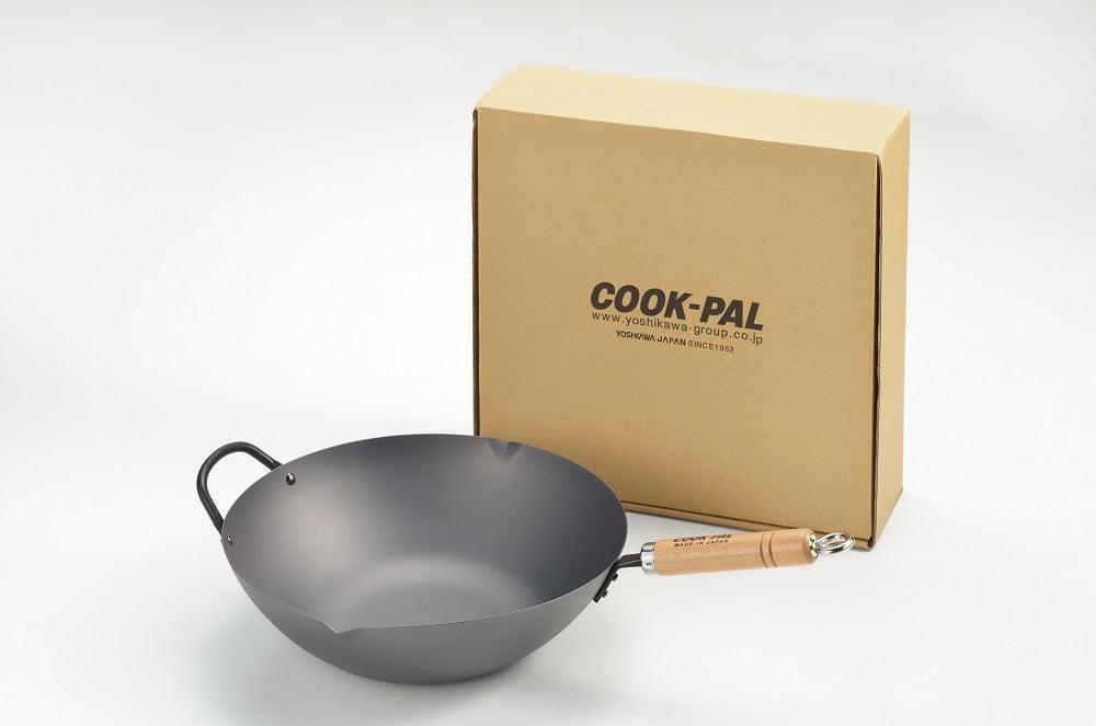 Yoshikawa Cook-Pal Ren 36cm Premium Carbon Steel Heat Treated Wok with two handles - John Cootes