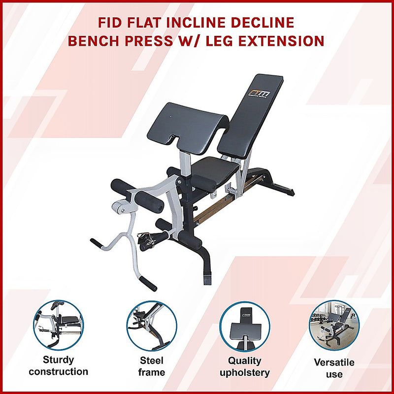 FID Flat Incline Decline Bench Press w/ Leg Extension